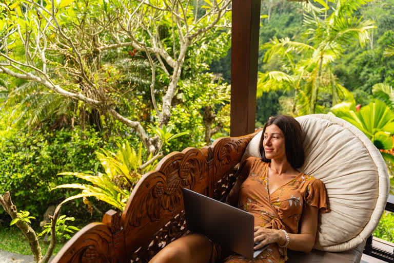 Individual therapy client in a calm, sunlit setting